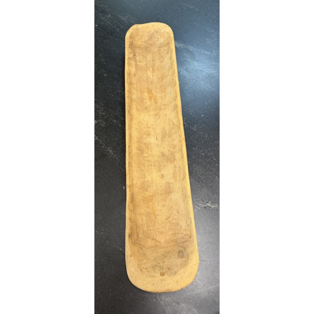 Primitive Hand Carved Wooden Dough Bowl Trencher Rustic Farmhouse Tray 28.5"